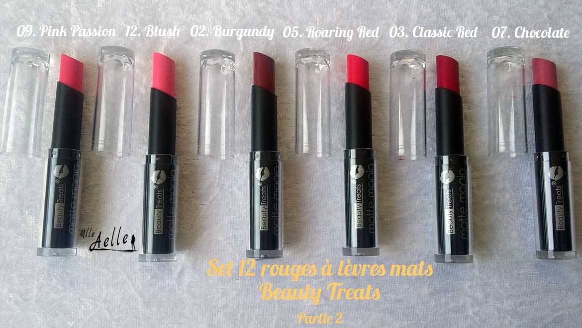 Swatch : Les rouges à lèvres Matte Mania de Beauty Treats